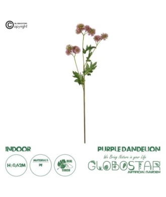 GloboStar® Artificial Garden PURPLE DANDELION BOUQET 21364 Τεχνητό Διακοσμητικό Ταραξάκο Μπουκέτο Y62cm